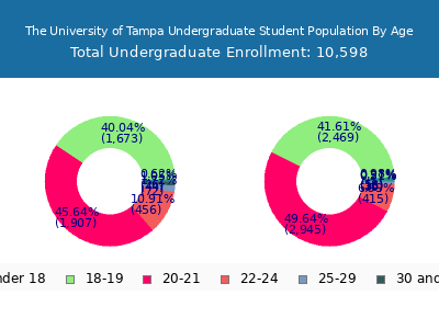 The University of Tampa 2024 Undergraduate Enrollment Age Diversity Pie chart