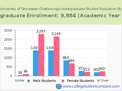 The University of Tennessee-Chattanooga 2023 Undergraduate Enrollment by Age chart