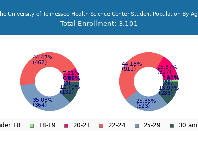 The University of Tennessee Health Science Center 2025 Student Population Age Diversity Pie chart