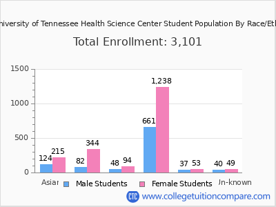 The University of Tennessee Health Science Center 2025 Student Population by Gender and Race chart