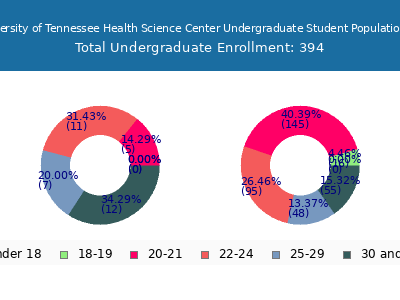 The University of Tennessee Health Science Center 2025 Undergraduate Enrollment Age Diversity Pie chart