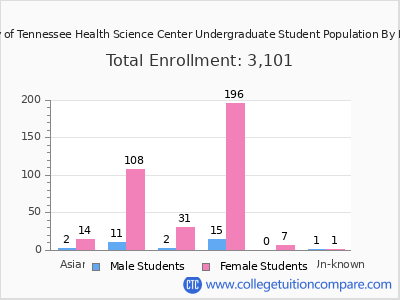 The University of Tennessee Health Science Center 2025 Undergraduate Enrollment by Gender and Race chart