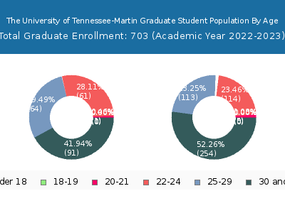 The University of Tennessee-Martin 2023 Graduate Enrollment Age Diversity Pie chart