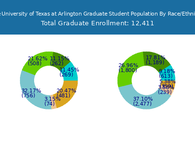 The University of Texas at Arlington 2025 Graduate Enrollment by Gender and Race chart