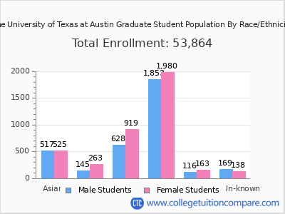 The University of Texas at Austin 2025 Graduate Enrollment by Gender and Race chart