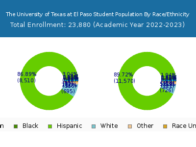The University of Texas at El Paso 2023 Student Population by Gender and Race chart