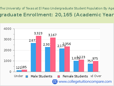 The University of Texas at El Paso 2023 Undergraduate Enrollment by Age chart