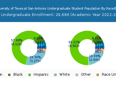 The University of Texas at San Antonio 2023 Undergraduate Enrollment by Gender and Race chart