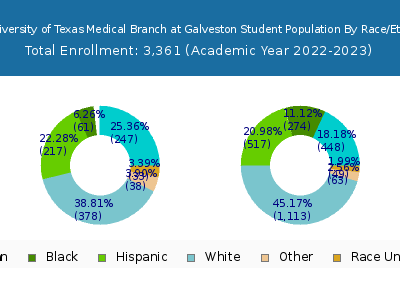 The University of Texas Medical Branch at Galveston 2023 Student Population by Gender and Race chart