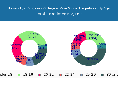 University of Virginia's College at Wise 2025 Student Population Age Diversity Pie chart