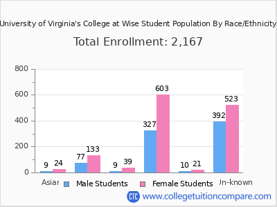 University of Virginia's College at Wise 2025 Student Population by Gender and Race chart