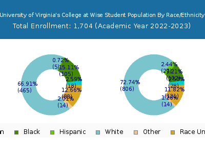 University of Virginia's College at Wise 2023 Student Population by Gender and Race chart