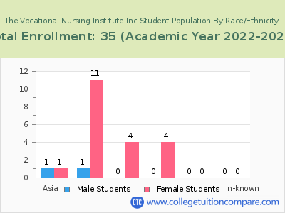 The Vocational Nursing Institute Inc 2023 Student Population by Gender and Race chart