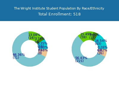 The Wright Institute 2025 Student Population by Gender and Race chart