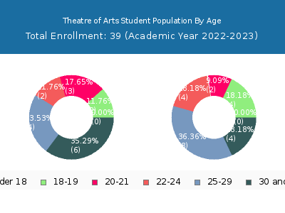 Theatre of Arts 2023 Student Population Age Diversity Pie chart
