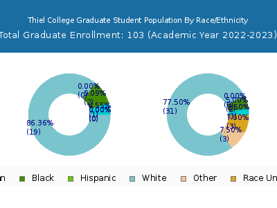 Thiel College 2023 Graduate Enrollment by Gender and Race chart