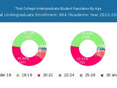 Thiel College 2023 Undergraduate Enrollment Age Diversity Pie chart
