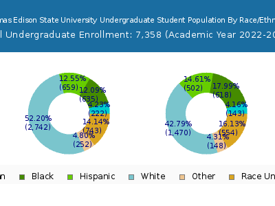 Thomas Edison State University 2023 Undergraduate Enrollment by Gender and Race chart
