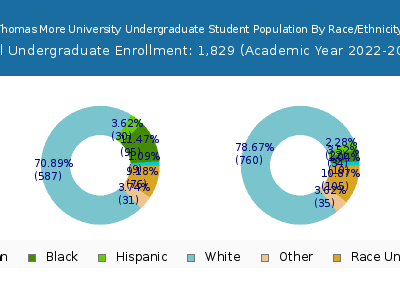 Thomas More University 2023 Undergraduate Enrollment by Gender and Race chart