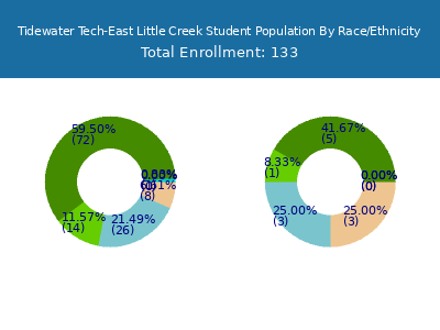 Tidewater Tech-East Little Creek 2025 Student Population by Gender and Race chart