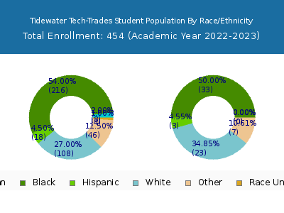 Tidewater Tech-Trades 2023 Student Population by Gender and Race chart