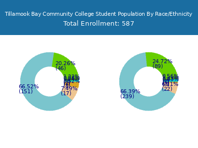 Tillamook Bay Community College 2025 Student Population by Gender and Race chart
