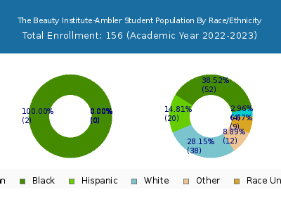 The Beauty Institute-Ambler 2023 Student Population by Gender and Race chart