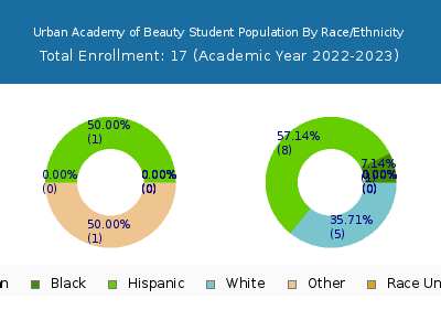 Urban Academy of Beauty 2023 Student Population by Gender and Race chart