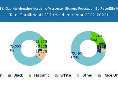 Toni & Guy Hairdressing Academy-Worcester 2023 Student Population by Gender and Race chart