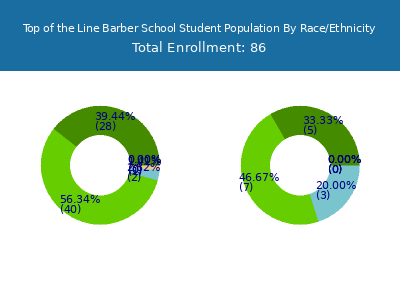 Top of the Line Barber School 2025 Student Population by Gender and Race chart