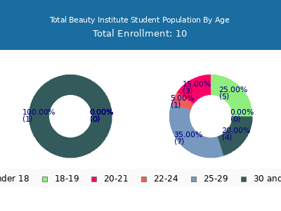 Total Beauty Institute 2024 Student Population Age Diversity Pie chart