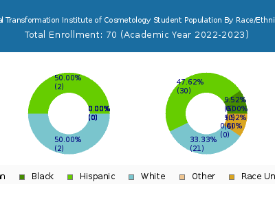 Total Transformation Institute of Cosmetology 2023 Student Population by Gender and Race chart