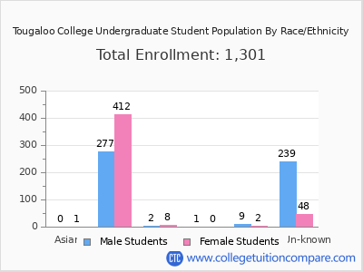 Tougaloo College 2025 Undergraduate Enrollment by Gender and Race chart