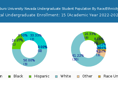 Touro University Nevada 2023 Undergraduate Enrollment by Gender and Race chart