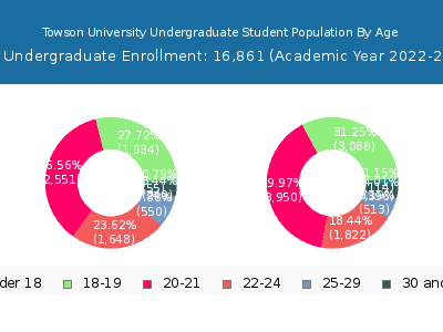 Towson University 2023 Undergraduate Enrollment Age Diversity Pie chart