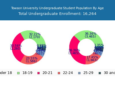 Towson University 2025 Undergraduate Enrollment Age Diversity Pie chart