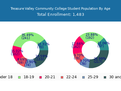 Treasure Valley Community College 2025 Student Population Age Diversity Pie chart