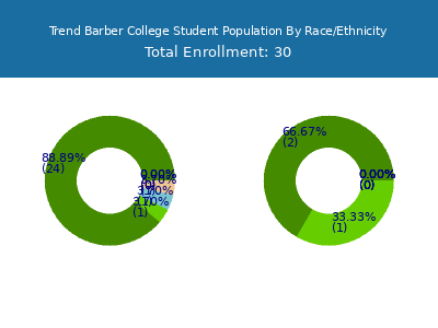 Trend Barber College 2025 Student Population by Gender and Race chart