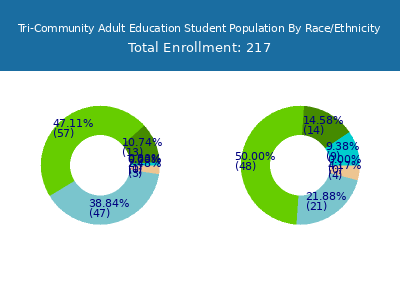 Tri-Community Adult Education 2025 Student Population by Gender and Race chart