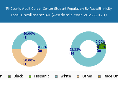 Tri-County Adult Career Center 2023 Student Population by Gender and Race chart