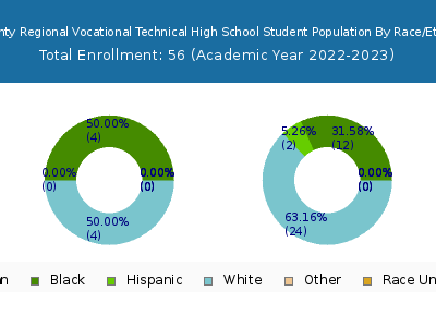 Tri County Regional Vocational Technical High School 2023 Student Population by Gender and Race chart