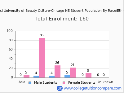 Tricoci University of Beauty Culture-Chicago NE 2025 Student Population by Gender and Race chart