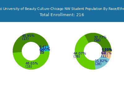 Tricoci University of Beauty Culture-Chicago NW 2025 Student Population by Gender and Race chart