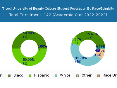 Tricoci University of Beauty Culture 2023 Student Population by Gender and Race chart