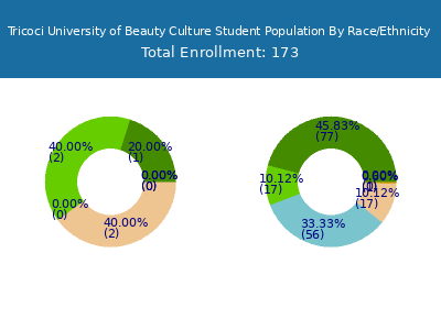 Tricoci University of Beauty Culture 2025 Student Population by Gender and Race chart