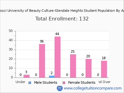 Tricoci University of Beauty Culture-Glendale Heights 2024 Student Population by Age chart