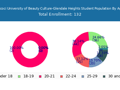 Tricoci University of Beauty Culture-Glendale Heights 2024 Student Population Age Diversity Pie chart
