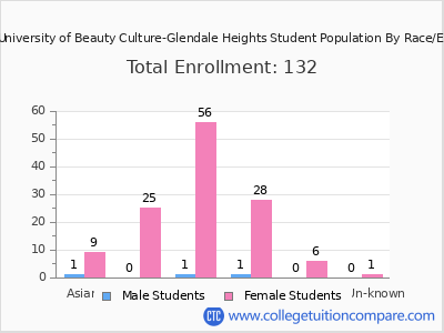 Tricoci University of Beauty Culture-Glendale Heights 2025 Student Population by Gender and Race chart