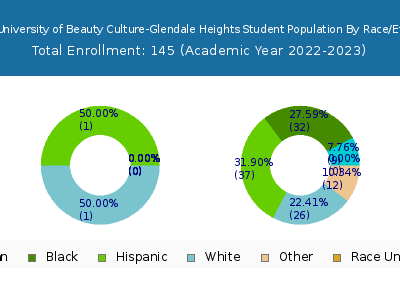 Tricoci University of Beauty Culture-Glendale Heights 2023 Student Population by Gender and Race chart