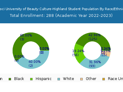 Tricoci University of Beauty Culture-Highland 2023 Student Population by Gender and Race chart